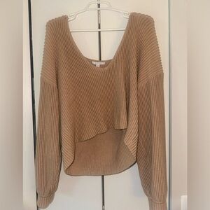 Brown V Neck Lunya brand cropped Sweater